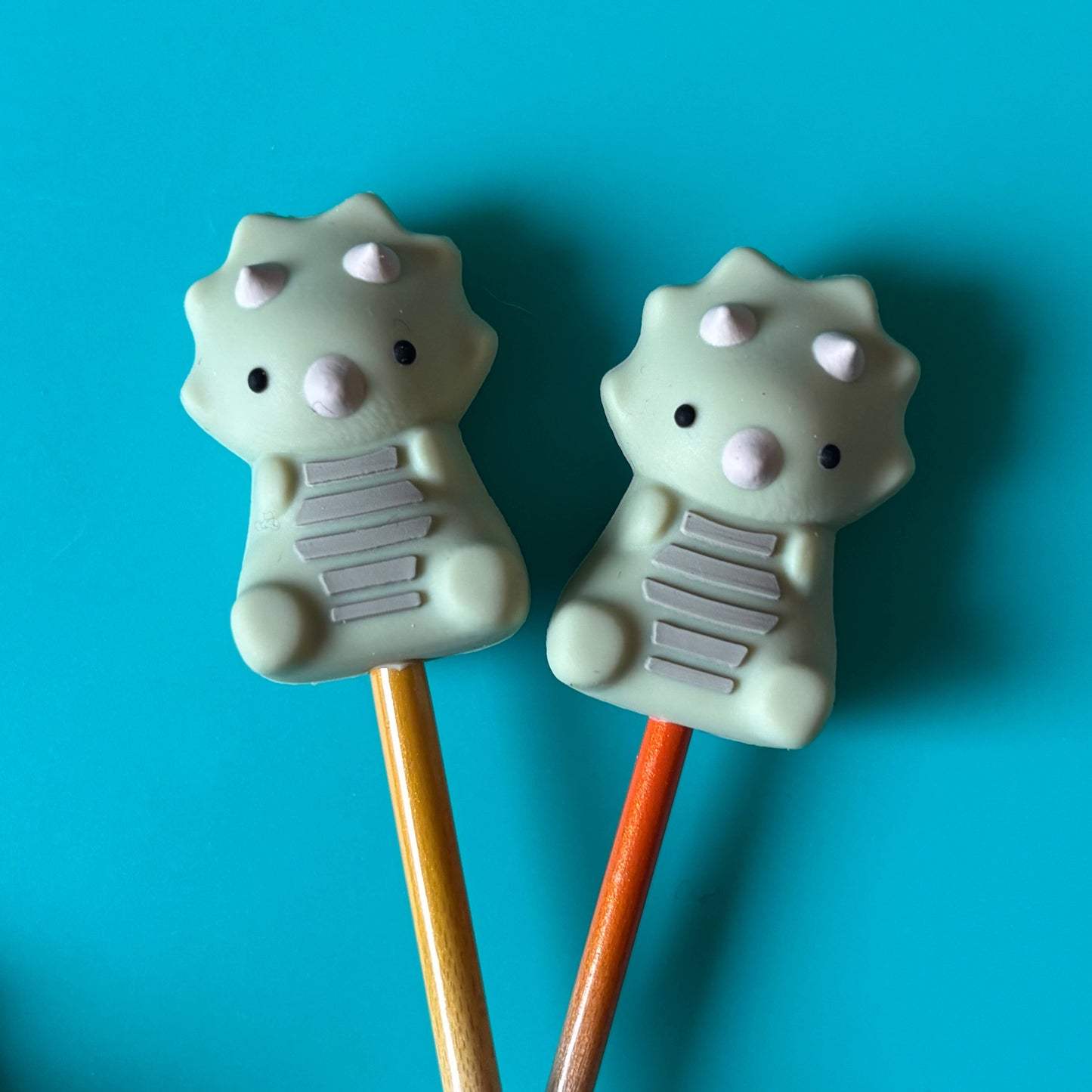Knitting Needle Point Protectors - 3D Triceratops Dinosaur