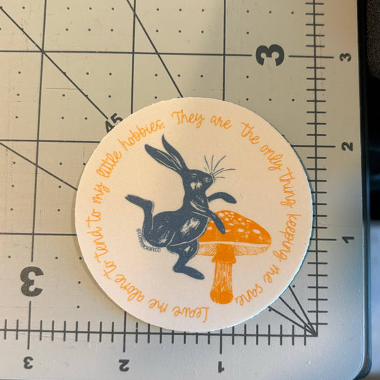 Hobbies Bunny Mushroom - Vinyl Laptop Bottle Bumper Sticker