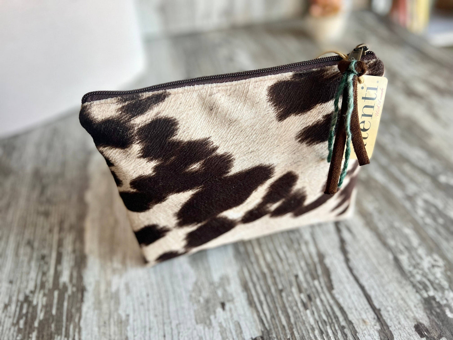 Oakley Cow Print Western Zipper Accessories Pouch Clutch