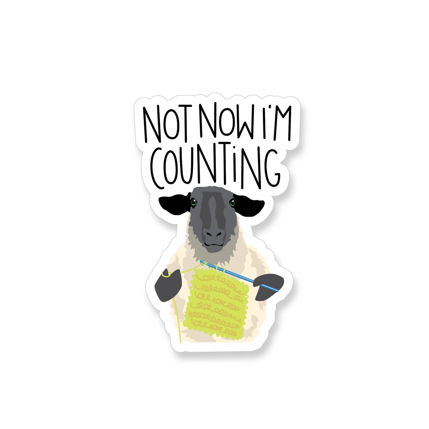 Not Now I'm Counting Crocheting Sheep Vinyl Sticker