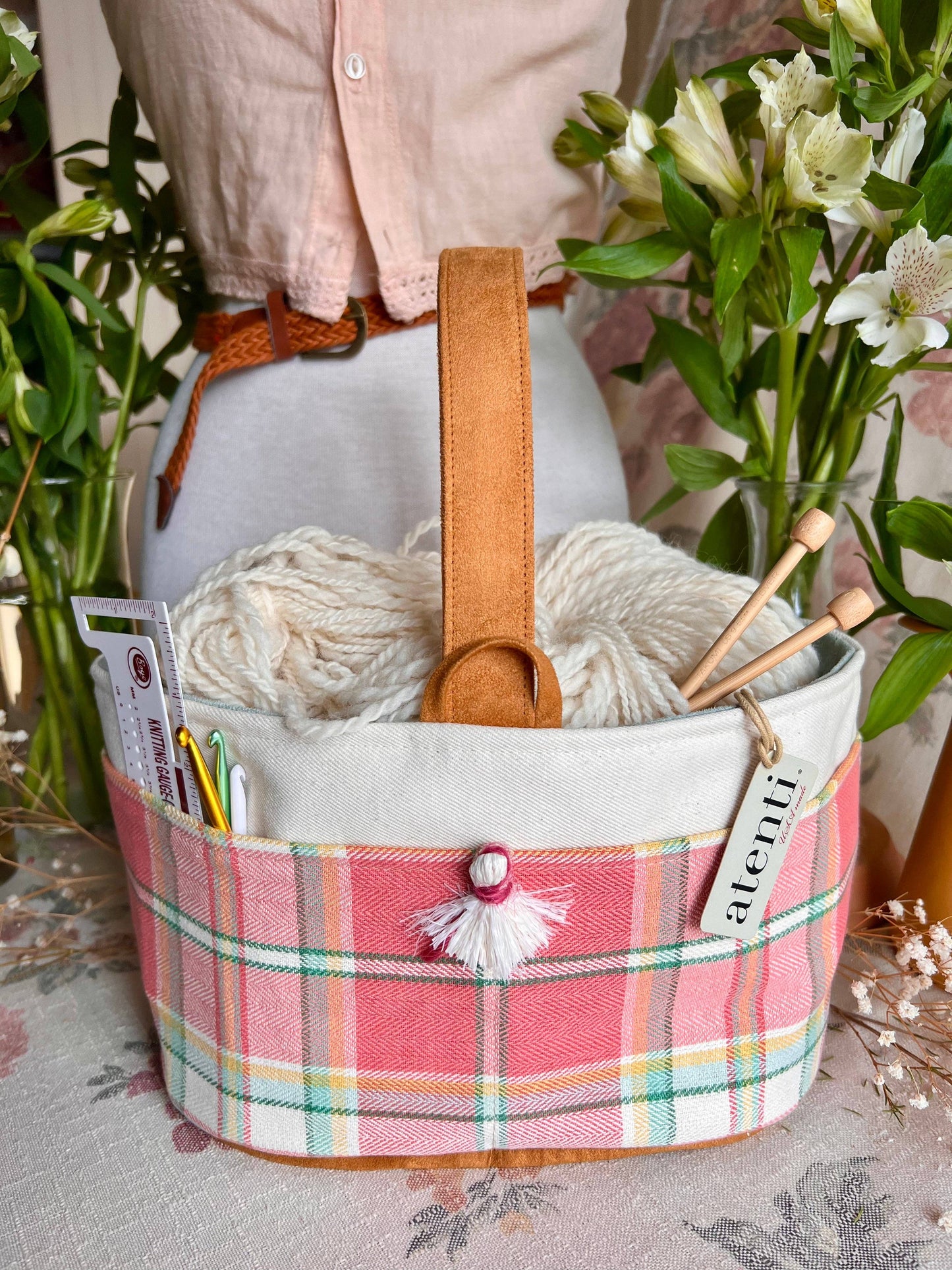 Knitting and Crochet Organizer Project Bag, Bubblegum Caddy