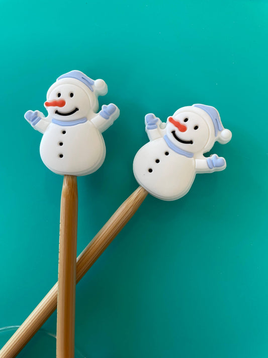 Knitting Needle Point Protectors Snowman Winter Notions