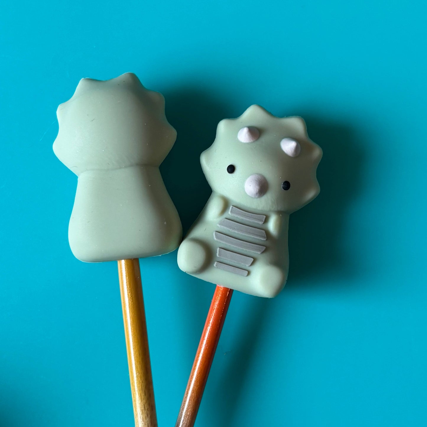 Knitting Needle Point Protectors - 3D Triceratops Dinosaur