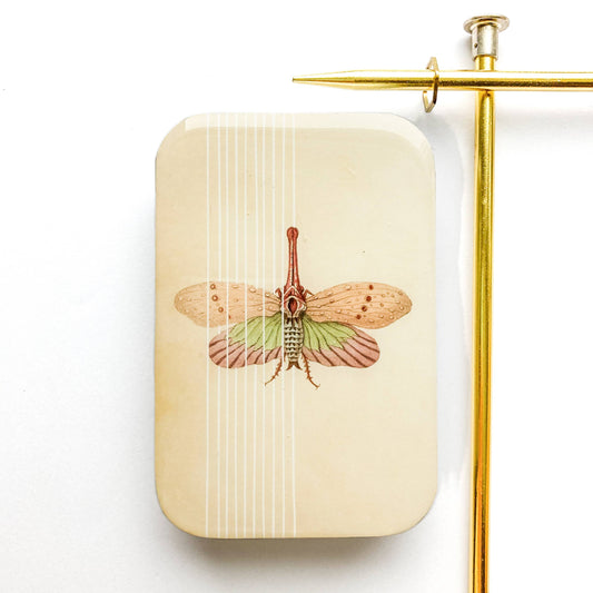 Spring moth stitch marker tin, notions tin (008)