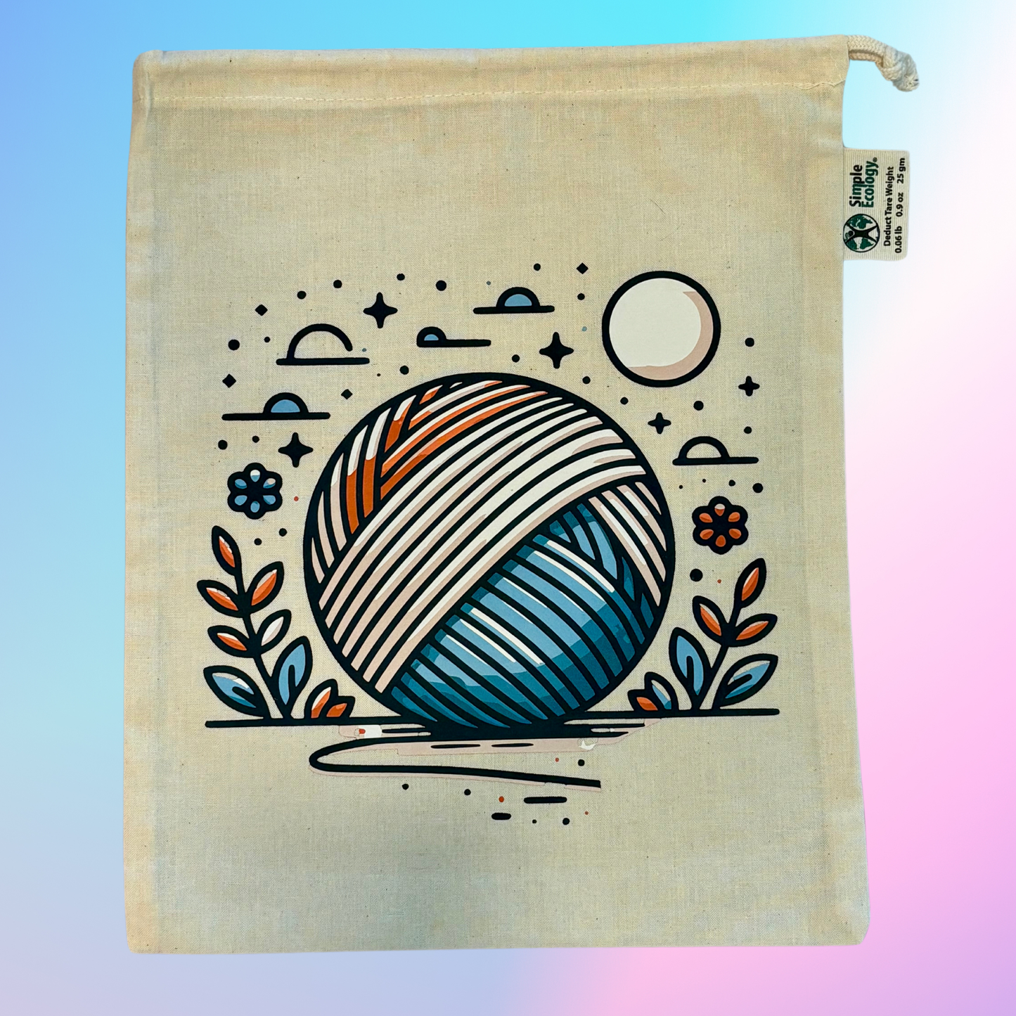 Drawstring Project Bag Yarn Under Moonlight Knitting Crochet