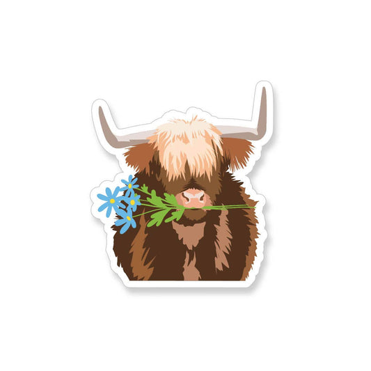 Yak with Daisies Vinyl Sticker