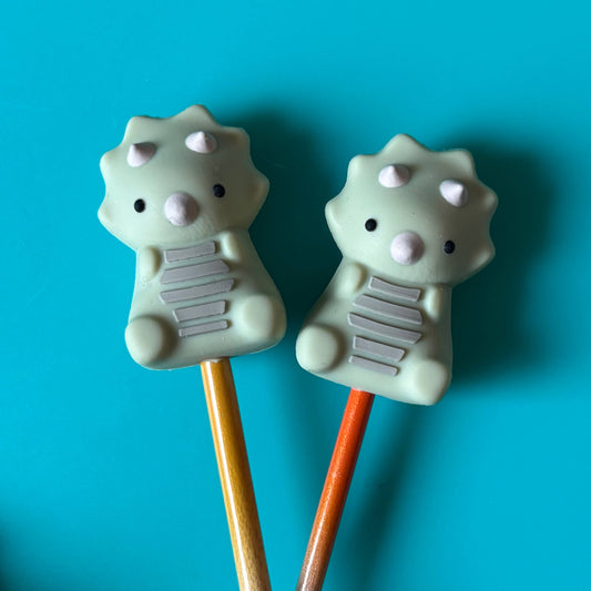 Knitting Needle Point Protectors - 3D Triceratops Dinosaur