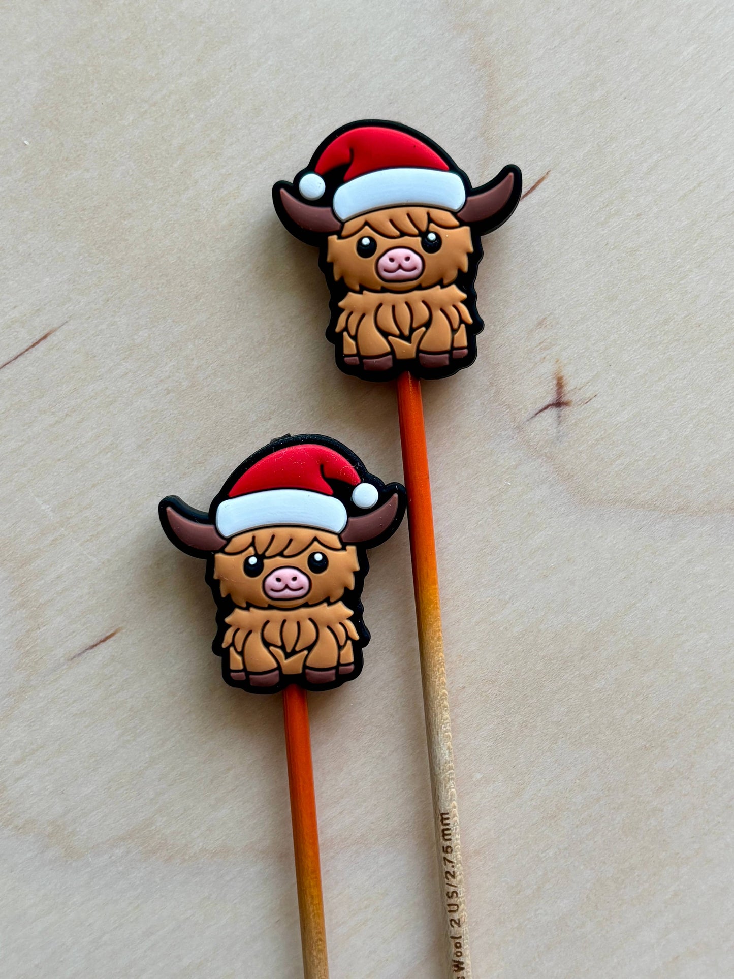 Christmas Highland Cow Knitting Needle Point Protectors