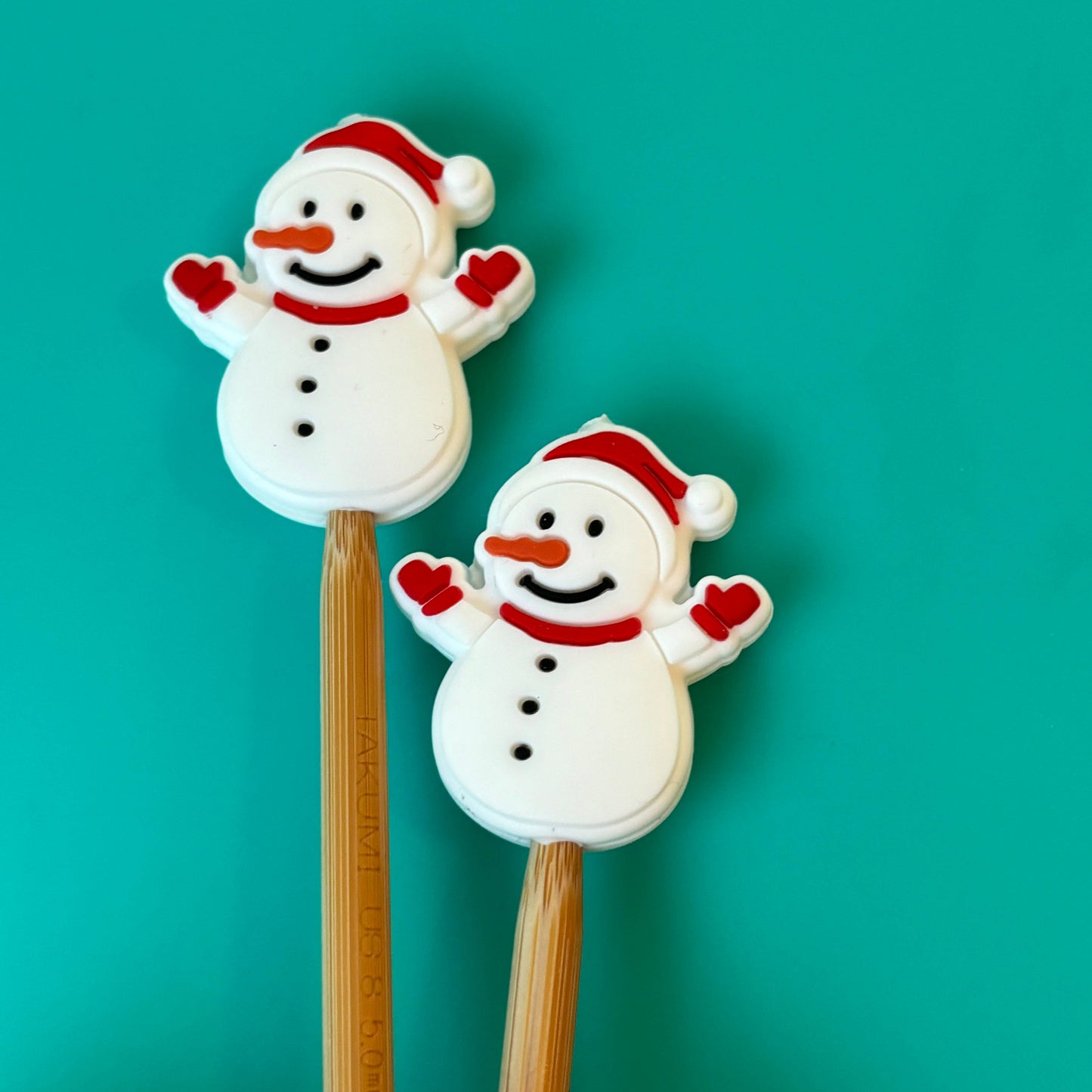Knitting Needle Point Protectors Snowman Winter Notions