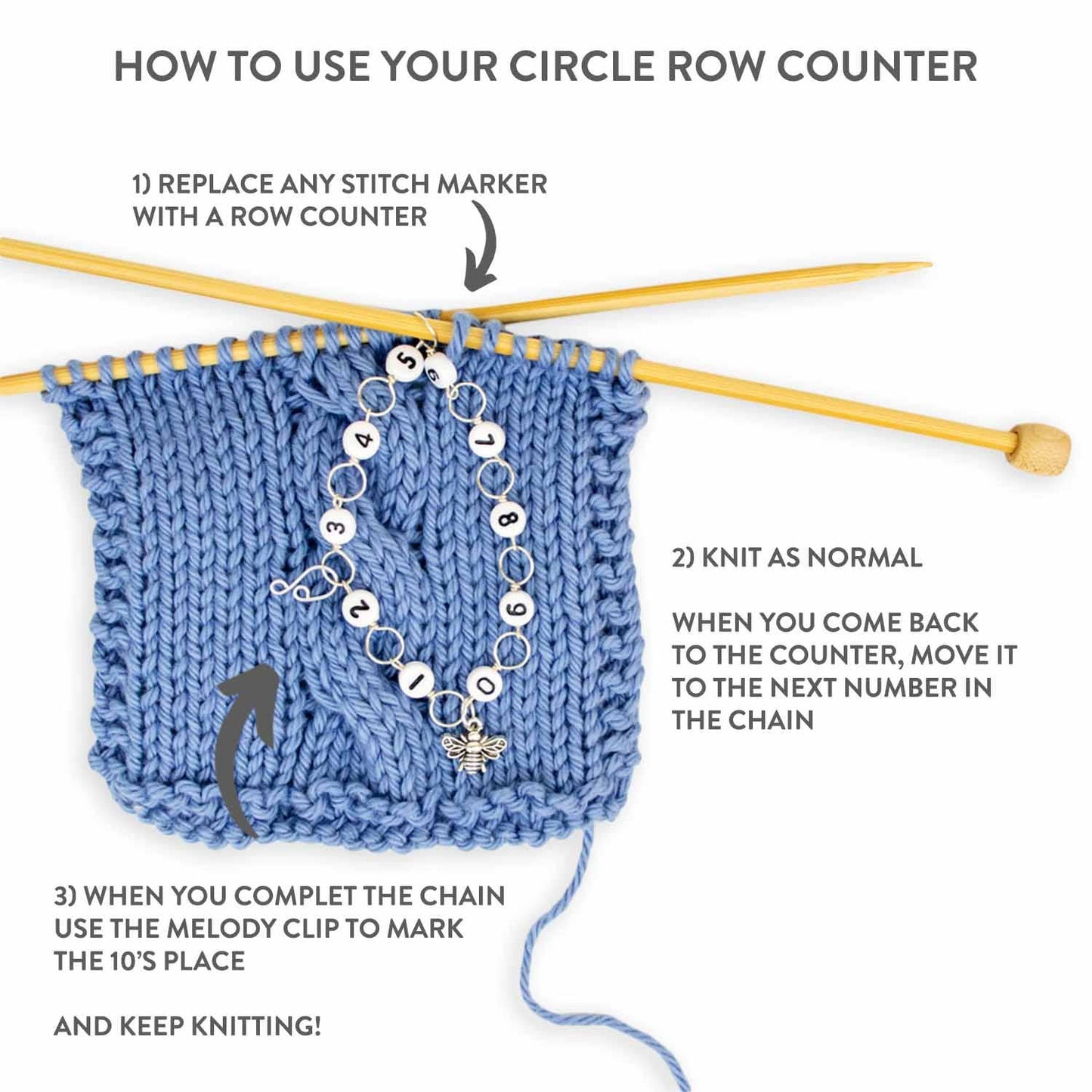 Turquoise Circle Chain Row Counter