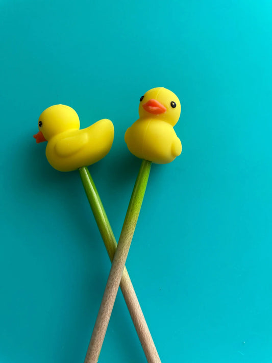 Knitting Needle Point Protectors - Yellow Rubber Duck Duckie