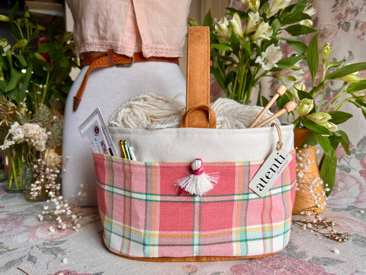 Knitting and Crochet Organizer Project Bag, Bubblegum Caddy