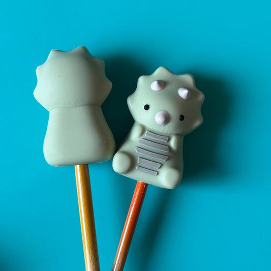 Knitting Needle Point Protectors - 3D Triceratops Dinosaur