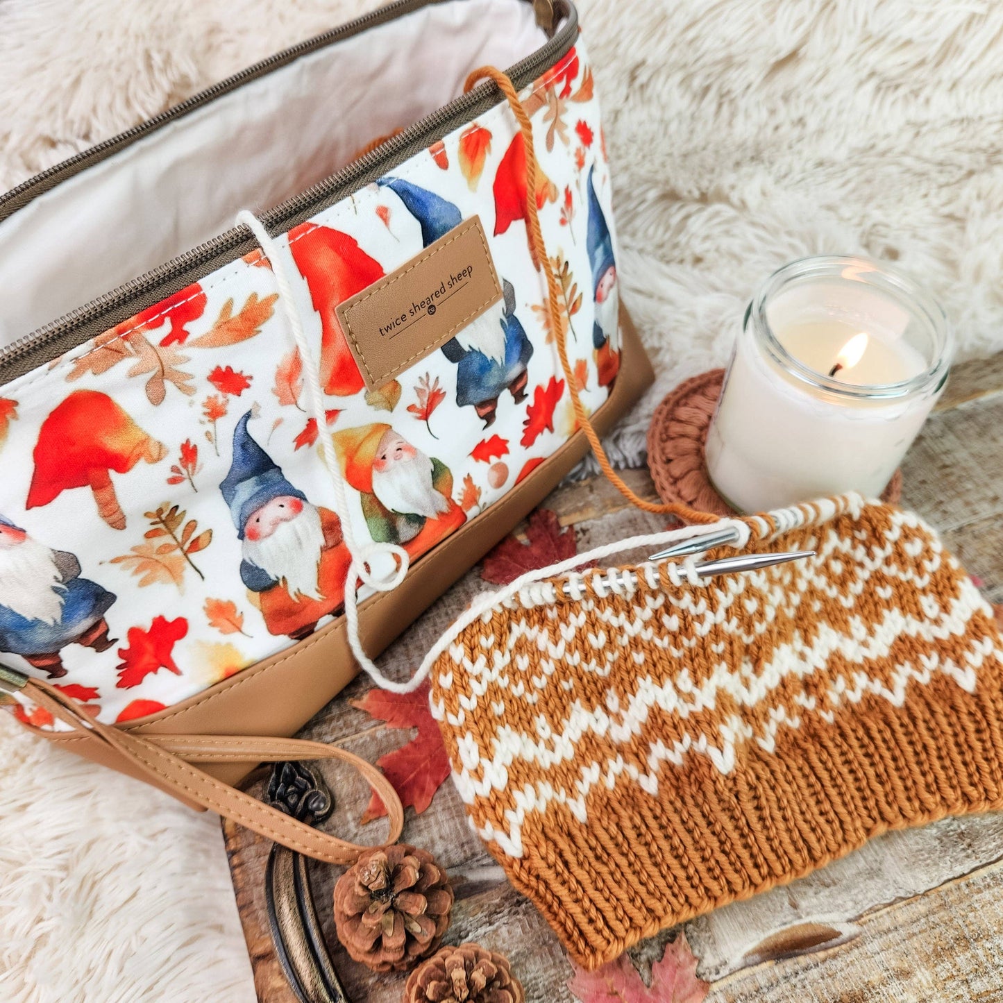 Gnome Friends Trinity Bag – Medium Zippered Project Bag