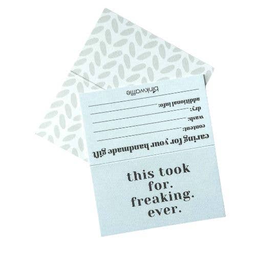 "This Took For. Freaking. Ever."  Care Instruction Cards